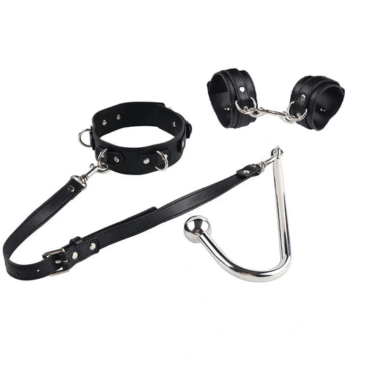 with Anal and Cuffs 5334 Collar Elegant Beaded Hook 0802